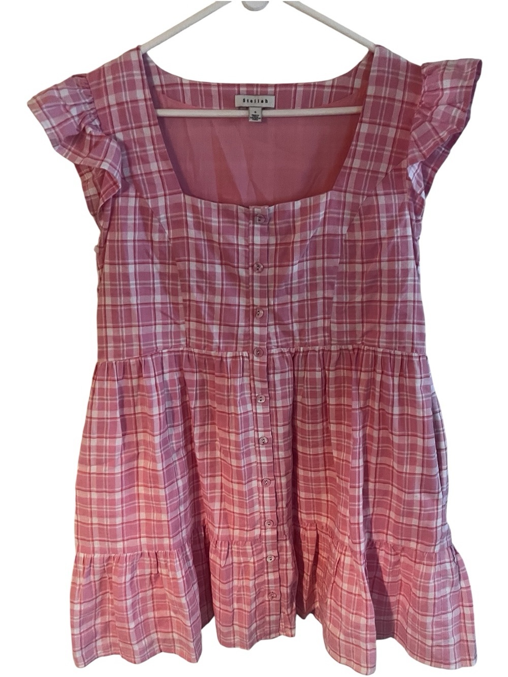 Stellah Pink Gingham Dress / Tunic NWOT Small MSRP $188